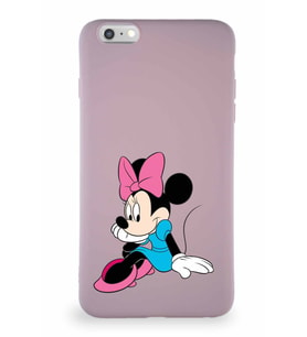 Apple iPhone 6S Plus Soft Premier Kapak Minnie Mouse-E Tasarımlı Silikon Kılıf - Pudra (Şeffaf)
