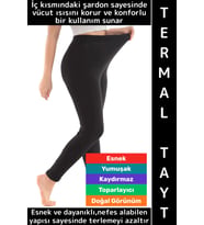 Gündelik Spor Kullanım Kışın Sıcak Tutan Toparlayıcı Esnek Konforlu İçi Şardonlu Kadın Termal Tayt (Siyah)
