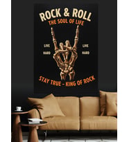 Rock & Roll Posteri Dekoratif Kanvas - Mdf Ahşap Tablo