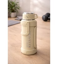 1200 Ml Çift Katmanlı Vakumlu Çelik Termos Taşıma Saplı Sızdırmaz Outdoor Büyük Boy (Antik Bej)