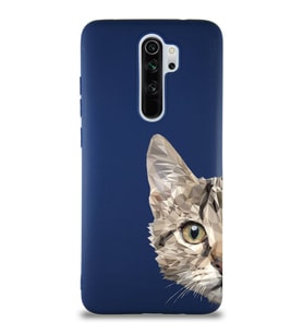 Xiaomi Redmi Note 8 Pro Soft Premier Kapak Catface Tasarımlı Silikon Kılıf - Lacivert (Şeffaf)