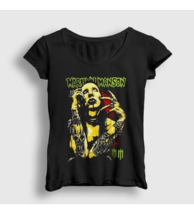 Presmono Kadın Siyah Poster Marilyn Manson T-Shirt 550880tt