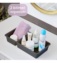 Porsima WH-72 Antrasit 2 Bölmeli Düzenleyici Çekmece Dolap İçin Çok Amaçlı Plastik Organizer