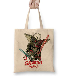 Gremlin Wars Gremlin Savaşları Bez Çanta Uzun Saplı