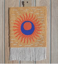 Mi-Knitting, Güneş Temalı Duvar Halısı,  Punch Nakışı, Elişi, Dekoratif Pano