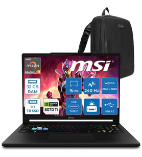 MSI Msı Raider 16 Hx B8WH-011TR Ryzen 9 8940HX Aı 32GB Ddr5 1tb Ssd+1tb SSD 12GB/RTX5070Tİ 140W 16" QHD+(2560X1600), 240Hz IPS %100 Dcı-P3 Freedos Gaming Laptop MSW011TRF12+ZETTAÇANTA