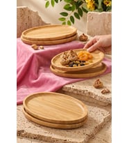 Bambum 6'lı Oval Servis Tabağı Seti – Kahvaltı, Pasta ve Sunum Tabakları Büyük