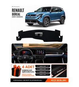 RENAULT BOREAL (2025-SONRASI) Uyumlu Torpido Örtüsü Torpido Kılıfı - Siyah