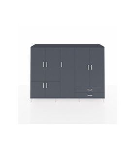Hyperion Dolap 12 Raflı 2 Çekmeceli 7 Kapaklı 220x44x163 Antrasit-Antrasit