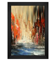 Soyut Şekiller Motifli Kanvas Tablo 50 x 70 cm Siyah Çerçeve