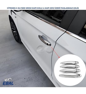 Citroen C Elysee Krom Kapı Kolu 4 Kapı 2012 Üzeri Paslanmaz Çelik
