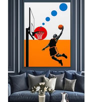 Basketbol Oyuncusu Zıplama Dekoratif Kanvas - Mdf Ahşap Tablo