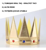 Altın Renk Eva Yumuşak Kral Kraliyet Tacı Yetişkin Çocuk Uyumlu 55 Cm