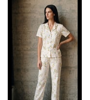 Night V Yaka Düğmeli Casual Pijama Takımı