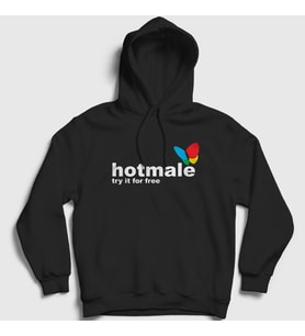 Presmono Unisex Beyaz Hotmale Try It For Free Kapüşonlu Sweatshirt 427717tt (Siyah)