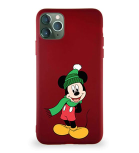 Apple iPhone 11 Pro Max Soft Premier Kapak Mickey Mouse-G Tasarımlı Silikon Kılıf - Mürdüm (Şeffaf)