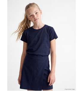 LCW Kids Lacivert Bisiklet Yaka Kız Çocuk Tişört
