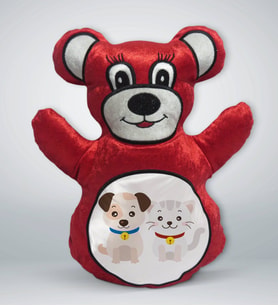 BK Gift Sevimli Kedi ve Köpek Tasarımlı Kırmızı Ayıcık Yastık-1