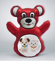 BK Gift Sevimli Kedi ve Köpek Tasarımlı Kırmızı Ayıcık Yastık-1