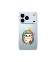 iPhone 17 Pro Max ile Uyumlu Splash Kirpi Tasarımlı Şeffaf Silikon Kılıf