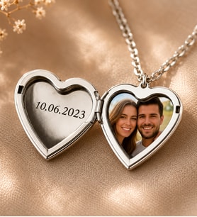 Kişiye Özel Gümüş Kalp Locket Anı Kolyesi Fotoğraf, İsim, Tarih Yazbileceginiz Gümüş Kalpli Anı Kolyesi Gümüş
