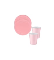 Açık Pembe Tabak-bardak Set