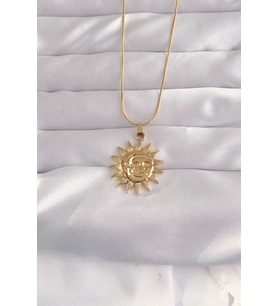 316L Çelik Gold Renk Güneş Figür Vintage Kolye - TJ-BKO9060