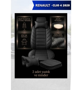 renault clio 4 2020 Koltuk ve Kılıf uyumlu Lüks Siyah Yastık Minder 2 Minder 2 Yastık