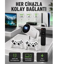 Portatif 4K Projeksiyon – 4.000 Uygulama, Kablosuz Yansıtma ve Bluetooth 5.0 Yeni Nesil