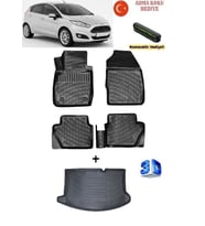 Ford Fiesta 2009-2017 Yılları Arası Uyumlu 3D Havuzlu Paspas ve Bagaj Havuzu Seti ASMA KOKU VE NUMARATÖR HEDİYELİ