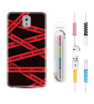 Samsung Note 3 4 5 8 9 20 Ultra 10 Lite Kılıf Kablo Koruma Spiral Silikon Danger 1372