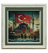 e38 EL İŞÇİLİĞİ  KAĞIT RÖLYEF TABLO 66x66 CM - 6332