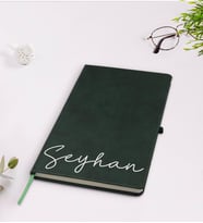 BK Gift Kişiye Özel El Yazılı Yeşil Termo Deri Defter Model 1