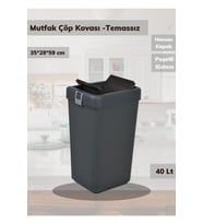 40L Antrasit Çöp Kutusu, Pratik ve Şık Mutfak-Banyo Temizlik Aracı