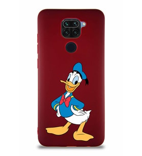 Xiaomi Redmi Note 9 Soft Premier Kapak Donald Duck-C Tasarımlı Silikon Kılıf - Mürdüm (Şeffaf)