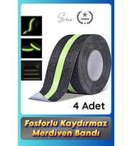 #Bant 4 Adet Fosforlu Kaydırmaz Merdiven Bandı 5 cm x 3 m Fotolümenli Yeşil Zemin Güvenlik Basamak