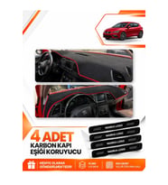 SEAT LEON (2013-2020) Uyumlu Ön Torpido Koruma Kılıfı Halısı - Siyah Kırmızı