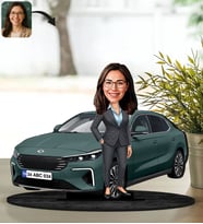 BK Gift Kişiye Özel Kadın Urla Renk Togg Karikatür Biblo -1, Arkadaşa Hediye, Araba Hediyesi