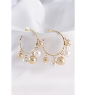 Pirinç Gold Renk Topçuk Model Halka Küpe 5886