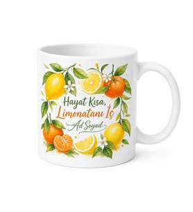 Mandalinalı Limonlu Ferahlık Veren Canlı Renkli Yaz Kupası Hediye Bardak