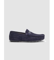Hakiki Deri Lacivert Süet Tokalı Erkek Loafer