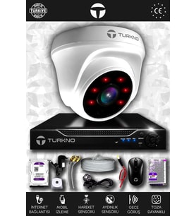 TURKNO 1 Kameralı Domia 1 İç Kamera Set 500 GB HDD Full HD Gece Görüşlü Güvenlik Kamerası Sistemi