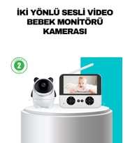 720P Bebek Kamerası Uzaktan Kontrollü Gece Görüşlü Monitör