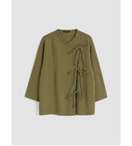 LCW Modest Haki Kruvaze Yaka Bağcıklı Kadın Kimono