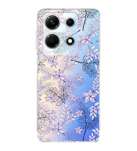 PrintiFy İnfinix Note 30 5G Uyumlu Kamera Korumalı Floral Lila Tasarımlı Şeffaf Silikon Kılıf