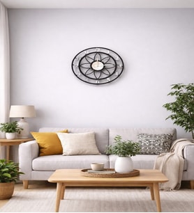 Floral Style Siyah-Gümüş Pleksi Dekoratif Duvar Saati - Sessiz Mekanizma (Siyah Gümüş)
