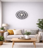 Floral Style Siyah-Gümüş Pleksi Dekoratif Duvar Saati - Sessiz Mekanizma (Siyah Gümüş)