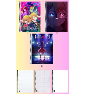 oshi no ko 3 adet defter A4 büyük boy 72 sayfa çizgili_kareli_çizgisiz defter seti