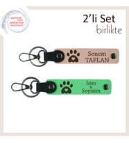 Köpek İsimli Yazılabilir Anahtarlık Takımı, Kalpli Pati Deseniyle Sevimli Hediye, Yavru Ağzı-F Yeşil