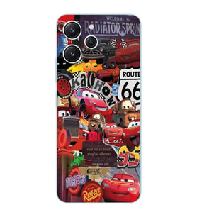 Xiaomi Redmi 12 Uyumlu Uyumlu Şimşek McQueen Kolaj Tasarımlı Şeffaf Telefon Kılıfı